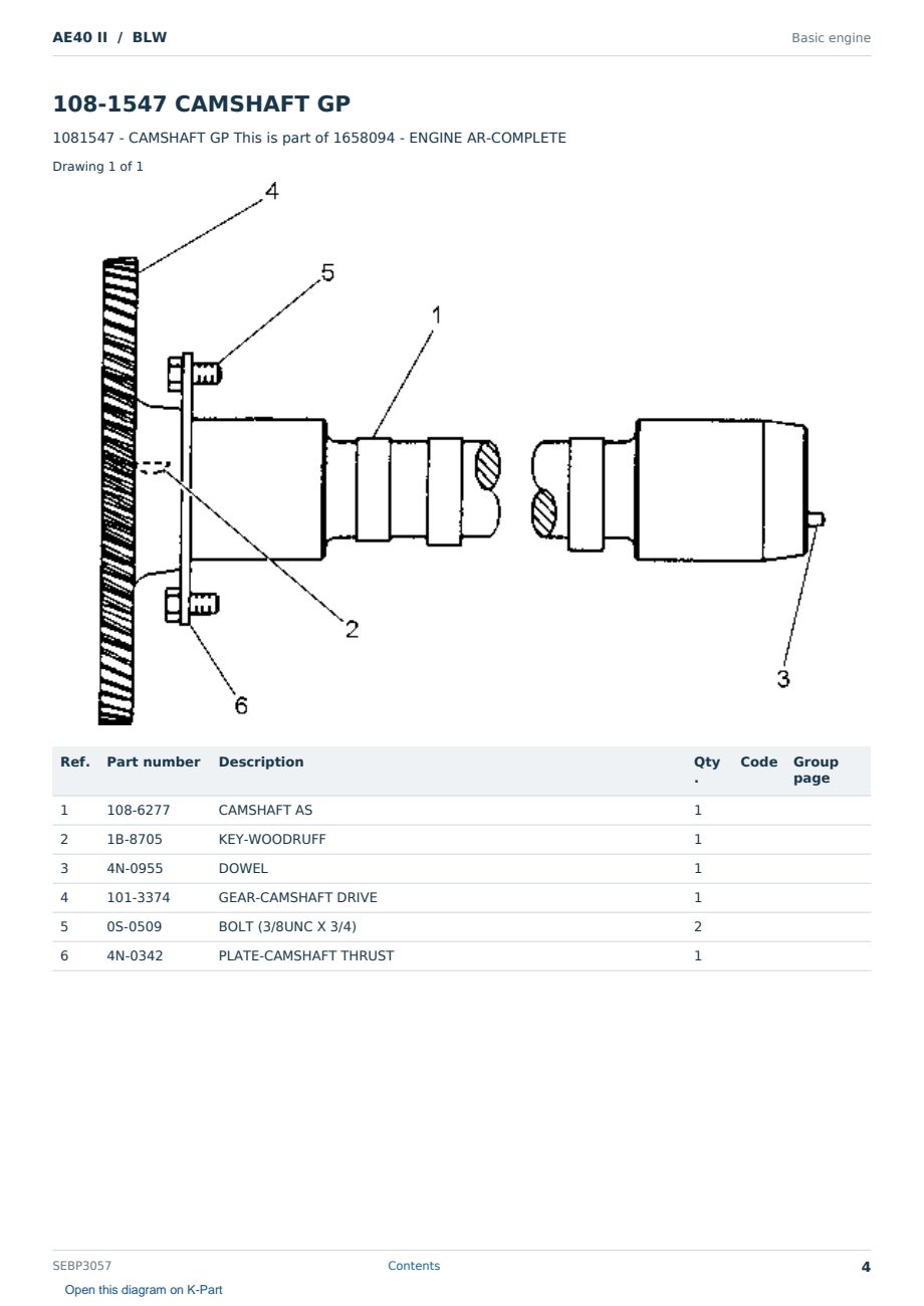 Caterpillar AE40 II S/N BLW Partsbook SEBP3057 (English) - sample page 4 of 10 Caterpillar AE40 II S/N BLW Partsbook SEBP3057 (English) - sample page 4 of 10