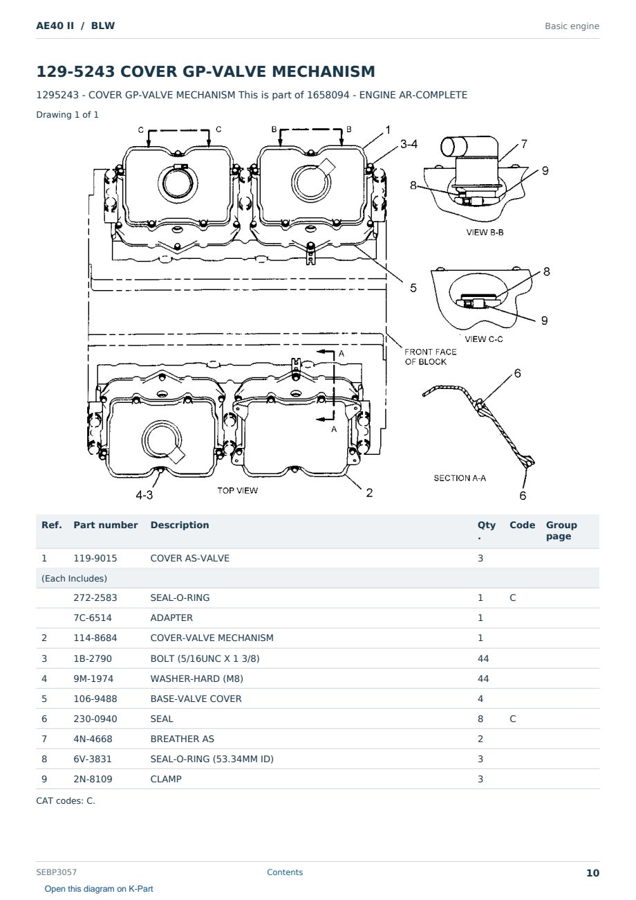 Caterpillar AE40 II S/N BLW Partsbook SEBP3057 (English) - sample page 10 of 10 Caterpillar AE40 II S/N BLW Partsbook SEBP3057 (English) - sample page 10 of 10