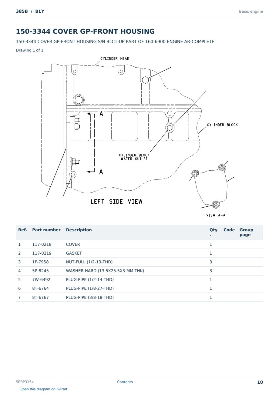 Caterpillar 385B S/N BLY Partsbook SEBP3154 (English) - sample page 10 of 10 Caterpillar 385B S/N BLY Partsbook SEBP3154 (English) - sample page 10 of 10