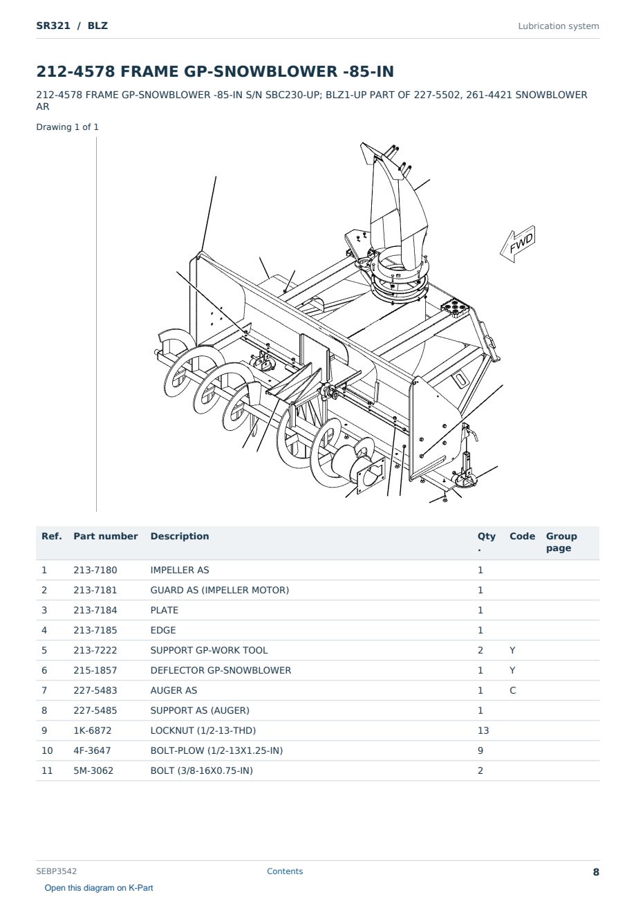 Caterpillar SR321 S/N BLZ Partsbook SEBP3542 (English) - sample page 8 of 10 Caterpillar SR321 S/N BLZ Partsbook SEBP3542 (English) - sample page 8 of 10