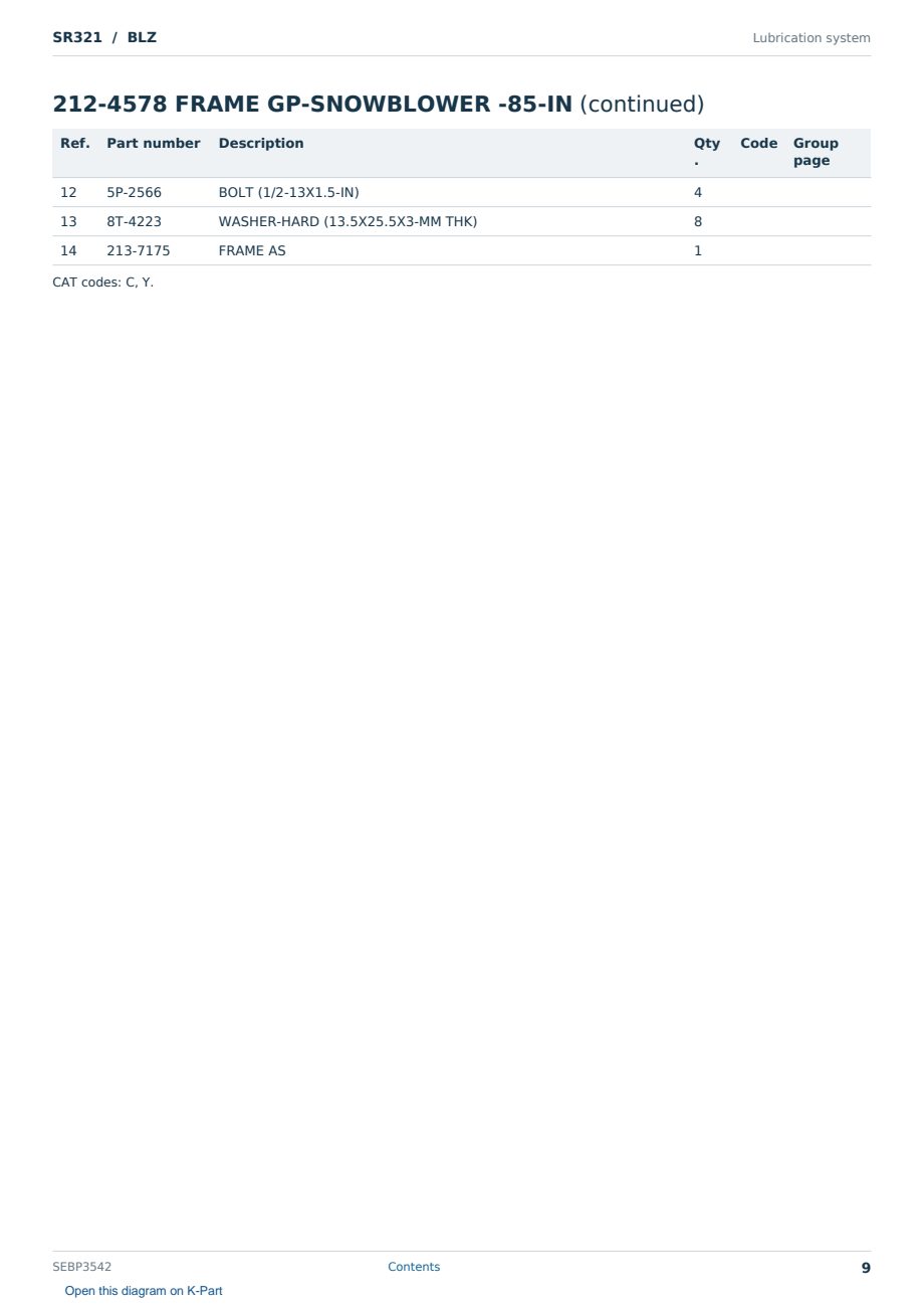 Caterpillar SR321 S/N BLZ Partsbook SEBP3542 (English) - sample page 9 of 10 Caterpillar SR321 S/N BLZ Partsbook SEBP3542 (English) - sample page 9 of 10