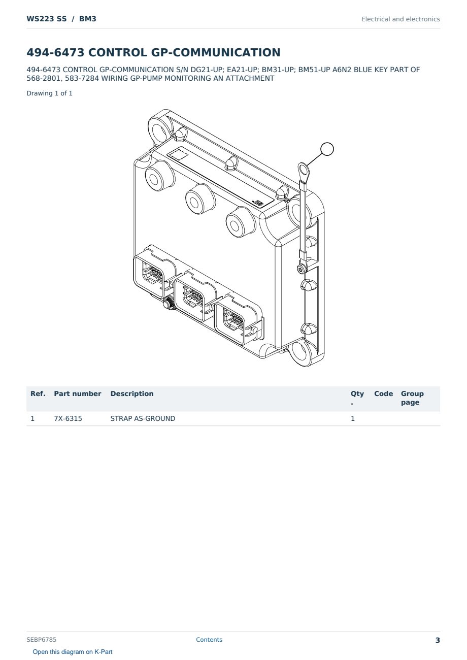 Caterpillar WS223 SS S/N BM3 Partsbook SEBP6785 (English) - sample page 3 of 10 Caterpillar WS223 SS S/N BM3 Partsbook SEBP6785 (English) - sample page 3 of 10