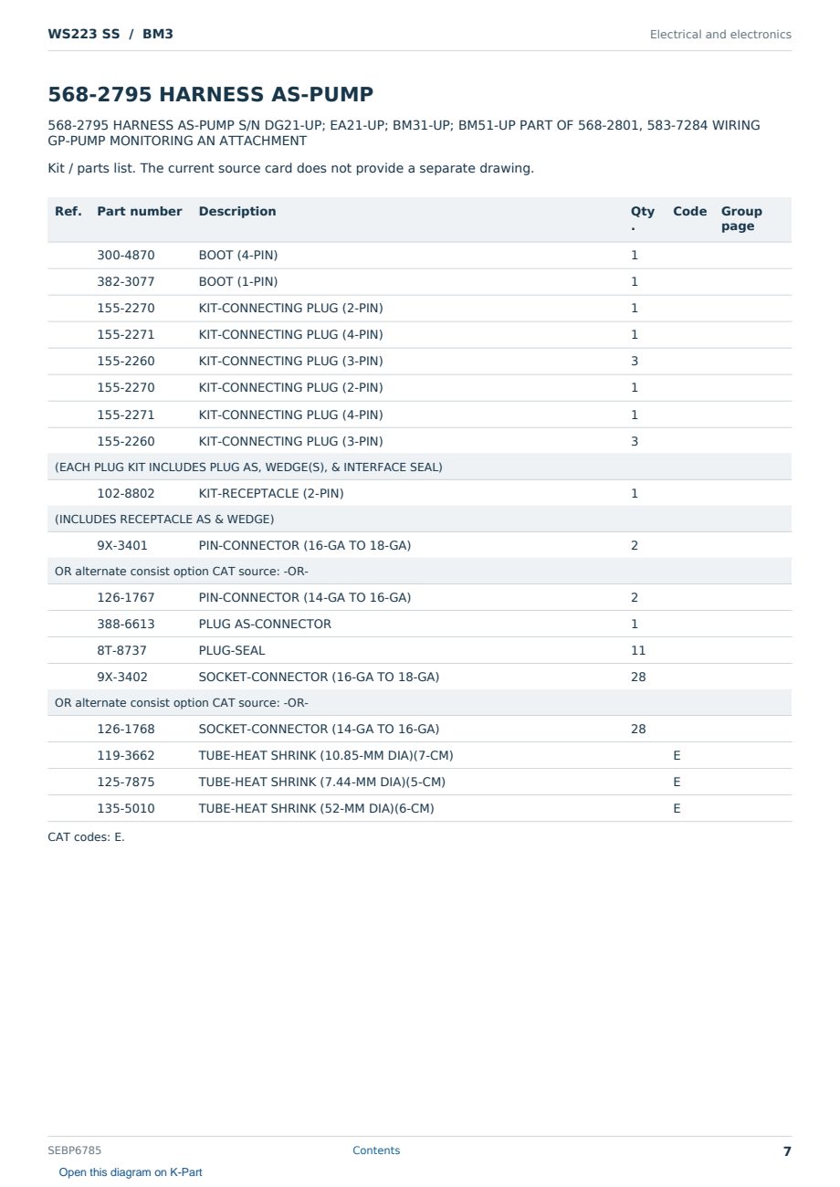 Caterpillar WS223 SS S/N BM3 Partsbook SEBP6785 (English) - sample page 7 of 10 Caterpillar WS223 SS S/N BM3 Partsbook SEBP6785 (English) - sample page 7 of 10