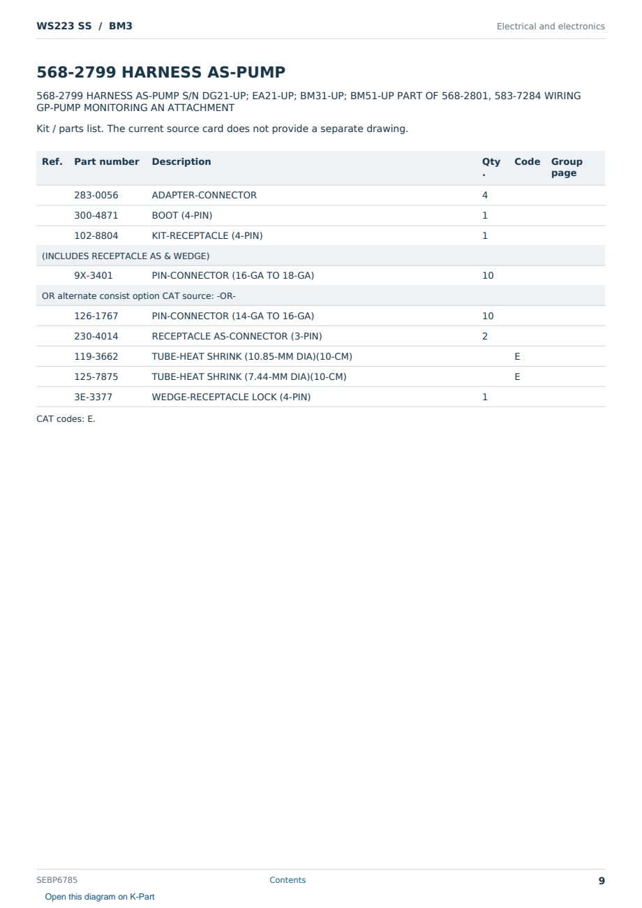 Caterpillar WS223 SS S/N BM3 Partsbook SEBP6785 (English) - sample page 9 of 10 Caterpillar WS223 SS S/N BM3 Partsbook SEBP6785 (English) - sample page 9 of 10