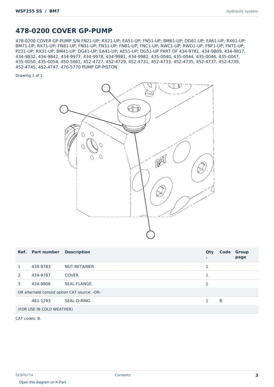 Caterpillar WSF255 SS S/N BM7 Partsbook SEBP6774 (English) - sample page 3 of 10 Caterpillar WSF255 SS S/N BM7 Partsbook SEBP6774 (English) - sample page 3 of 10