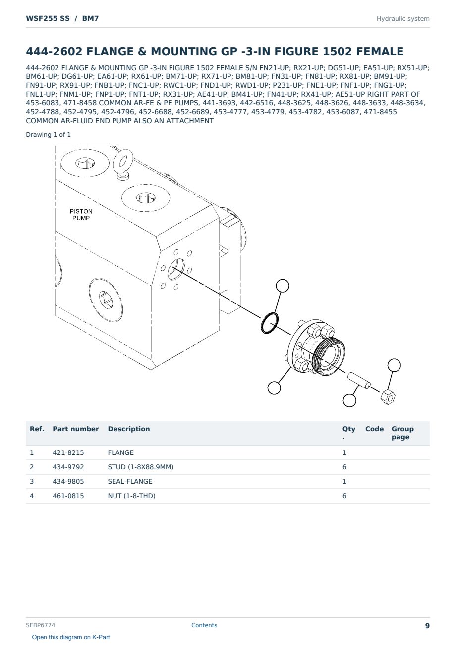 Caterpillar WSF255 SS S/N BM7 Partsbook SEBP6774 (English) - sample page 9 of 10 Caterpillar WSF255 SS S/N BM7 Partsbook SEBP6774 (English) - sample page 9 of 10