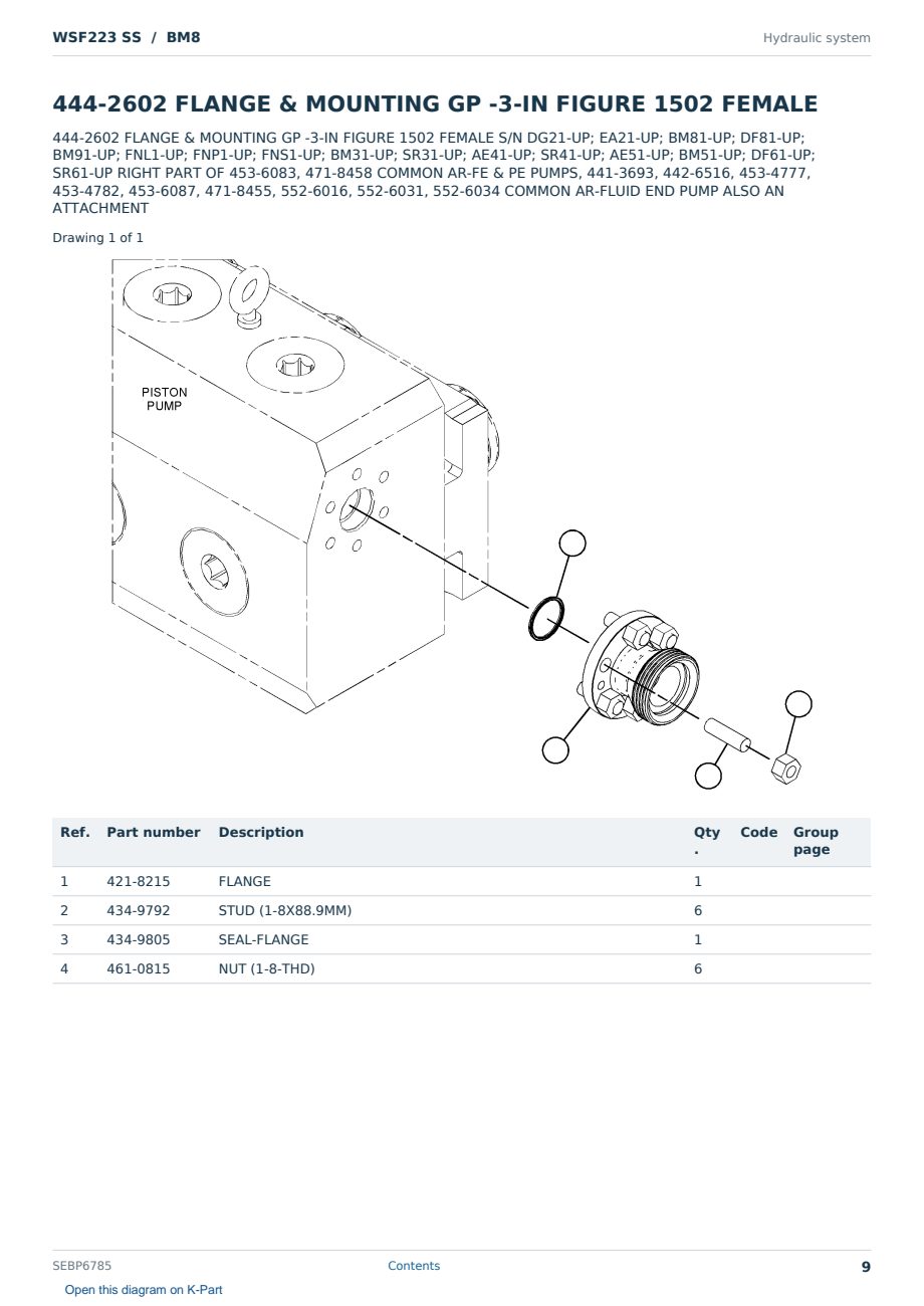 Caterpillar WSF223 SS S/N BM8 Partsbook SEBP6785 (English) - sample page 9 of 10 Caterpillar WSF223 SS S/N BM8 Partsbook SEBP6785 (English) - sample page 9 of 10