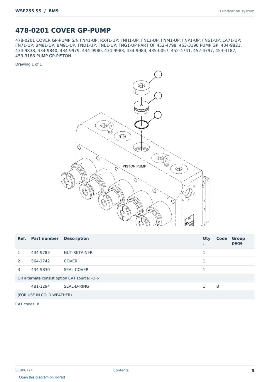 Caterpillar WSF255 SS S/N BM9 Partsbook SEBP6774 (English) - sample page 5 of 10 Caterpillar WSF255 SS S/N BM9 Partsbook SEBP6774 (English) - sample page 5 of 10