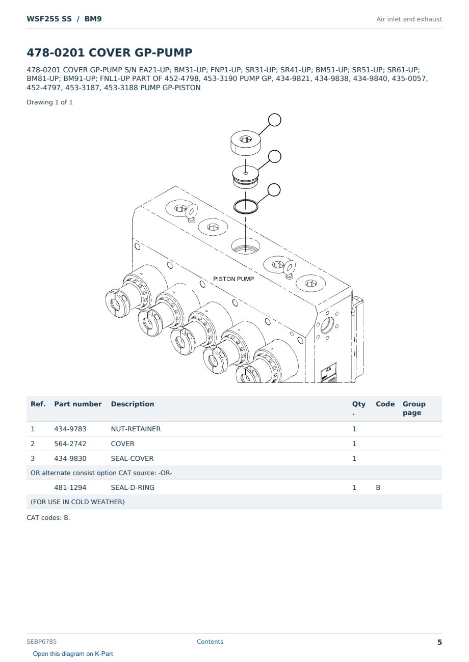 Caterpillar WSF255 SS S/N BM9 Partsbook SEBP6785 (English) - sample page 5 of 10 Caterpillar WSF255 SS S/N BM9 Partsbook SEBP6785 (English) - sample page 5 of 10
