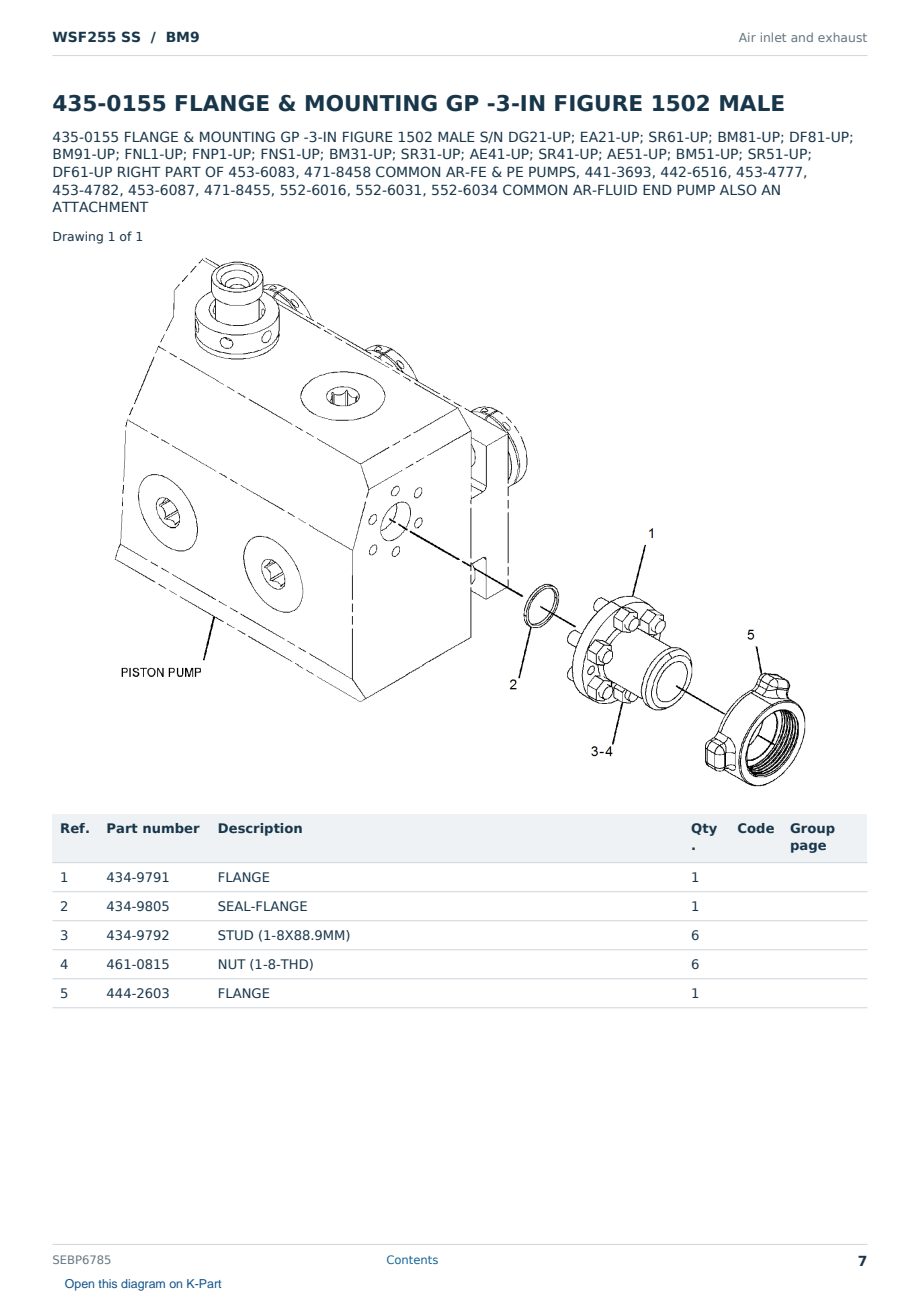 Caterpillar WSF255 SS S/N BM9 Partsbook SEBP6785 (English) - sample page 7 of 10 Caterpillar WSF255 SS S/N BM9 Partsbook SEBP6785 (English) - sample page 7 of 10