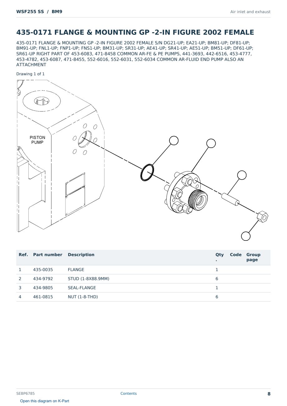 Caterpillar WSF255 SS S/N BM9 Partsbook SEBP6785 (English) - sample page 8 of 10 Caterpillar WSF255 SS S/N BM9 Partsbook SEBP6785 (English) - sample page 8 of 10