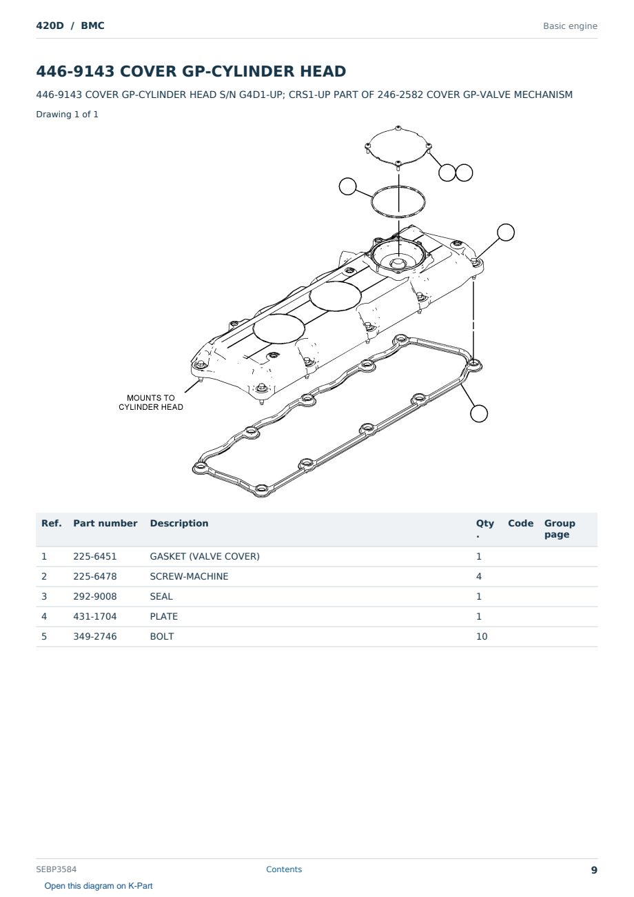 Caterpillar 420D S/N BMC Partsbook SEBP3584 (English) - sample page 9 of 10 Caterpillar 420D S/N BMC Partsbook SEBP3584 (English) - sample page 9 of 10