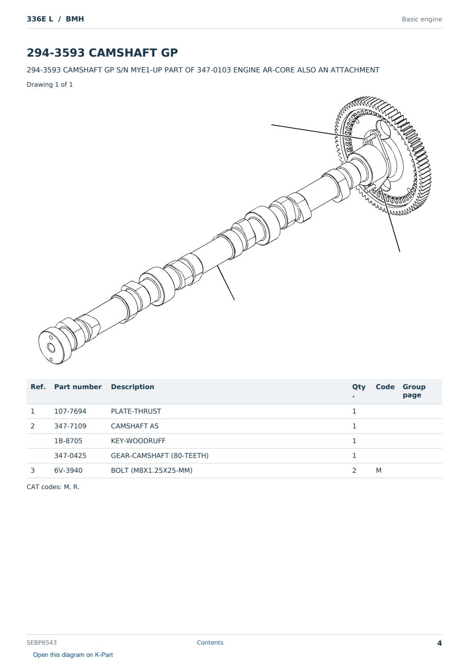Caterpillar 336E L S/N BMH Partsbook SEBP6543 (English) - sample page 4 of 10 Caterpillar 336E L S/N BMH Partsbook SEBP6543 (English) - sample page 4 of 10