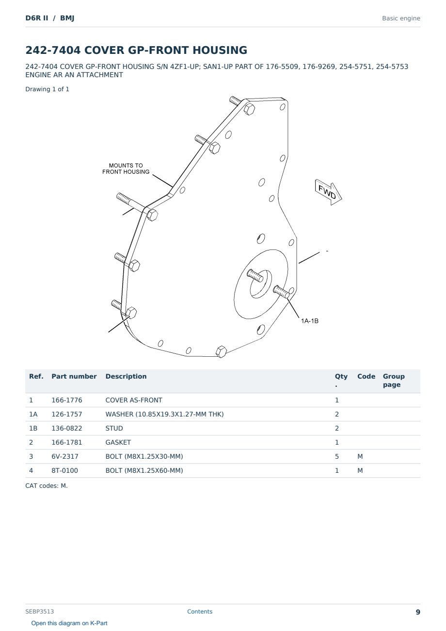 Caterpillar D6R II S/N BMJ Partsbook SEBP3513 (English) - sample page 9 of 10 Caterpillar D6R II S/N BMJ Partsbook SEBP3513 (English) - sample page 9 of 10