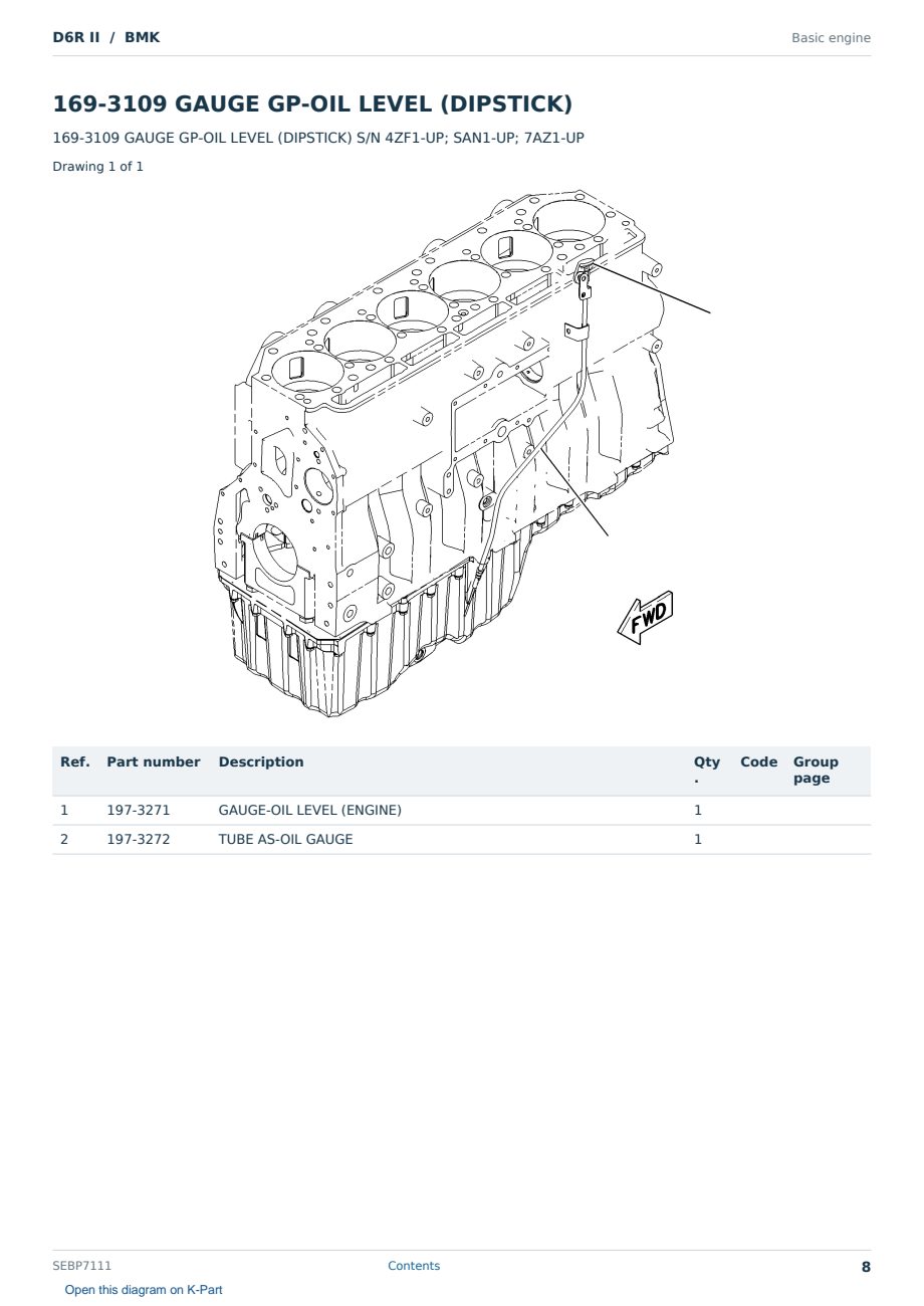 Caterpillar D6R II S/N BMK Partsbook SEBP7111 (English) - sample page 8 of 10 Caterpillar D6R II S/N BMK Partsbook SEBP7111 (English) - sample page 8 of 10