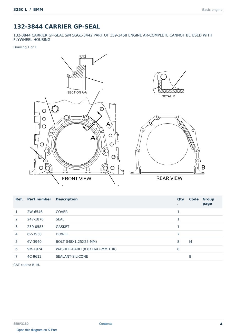 Caterpillar 325C L S/N BMM Partsbook SEBP3180 (English) - sample page 4 of 10 Caterpillar 325C L S/N BMM Partsbook SEBP3180 (English) - sample page 4 of 10