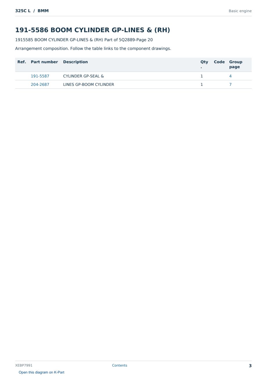Caterpillar 325C L S/N BMM Partsbook XEBP7991 (English) - sample page 3 of 10 Caterpillar 325C L S/N BMM Partsbook XEBP7991 (English) - sample page 3 of 10