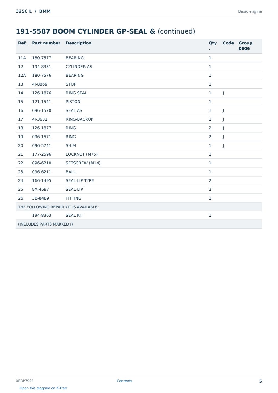 Caterpillar 325C L S/N BMM Partsbook XEBP7991 (English) - sample page 5 of 10 Caterpillar 325C L S/N BMM Partsbook XEBP7991 (English) - sample page 5 of 10