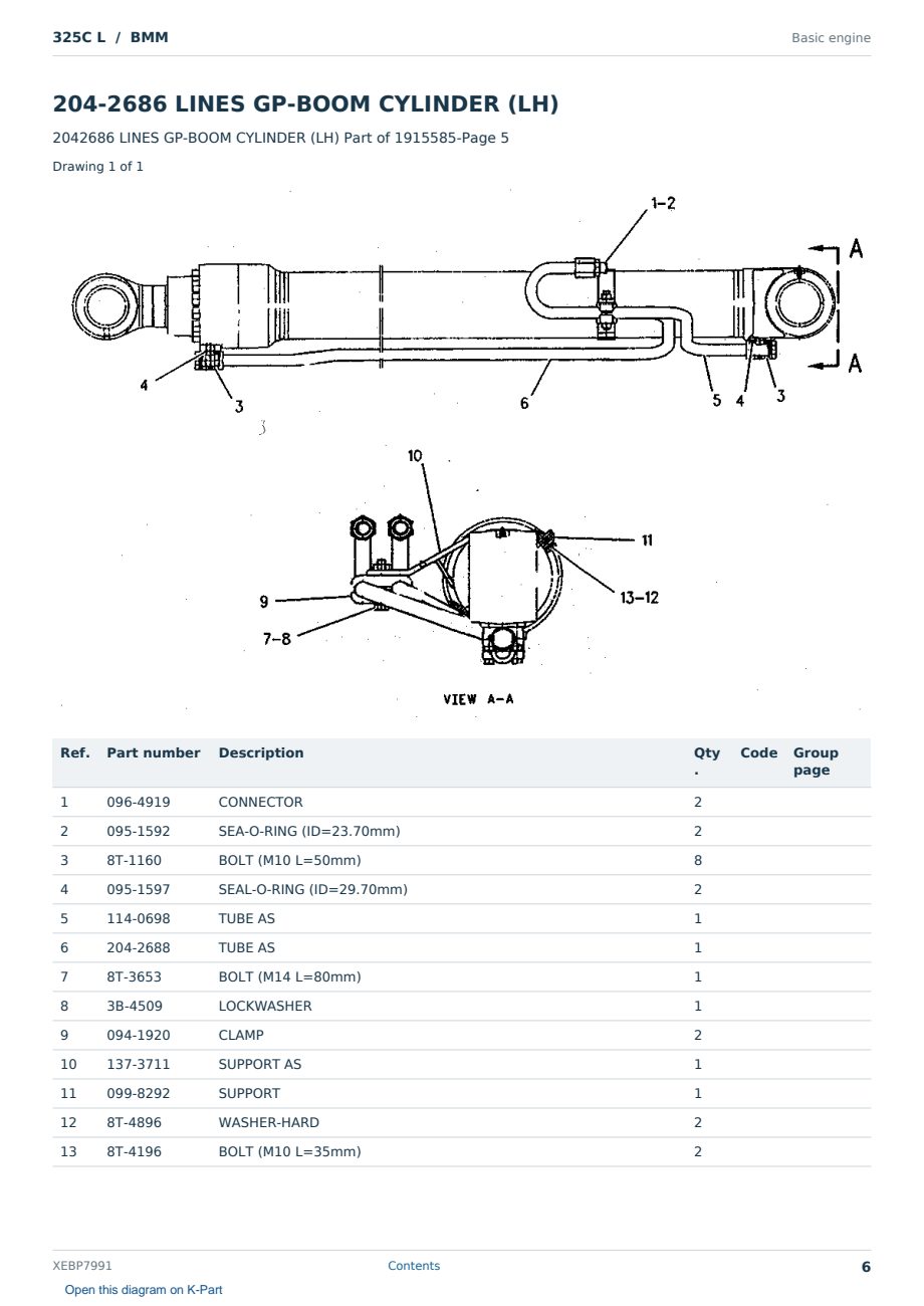 Caterpillar 325C L S/N BMM Partsbook XEBP7991 (English) - sample page 6 of 10 Caterpillar 325C L S/N BMM Partsbook XEBP7991 (English) - sample page 6 of 10