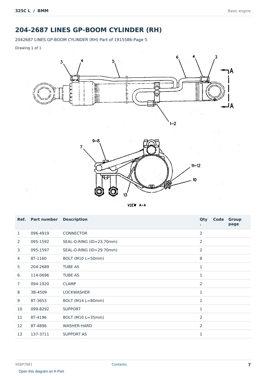 Caterpillar 325C L S/N BMM Partsbook XEBP7991 (English) - sample page 7 of 10 Caterpillar 325C L S/N BMM Partsbook XEBP7991 (English) - sample page 7 of 10