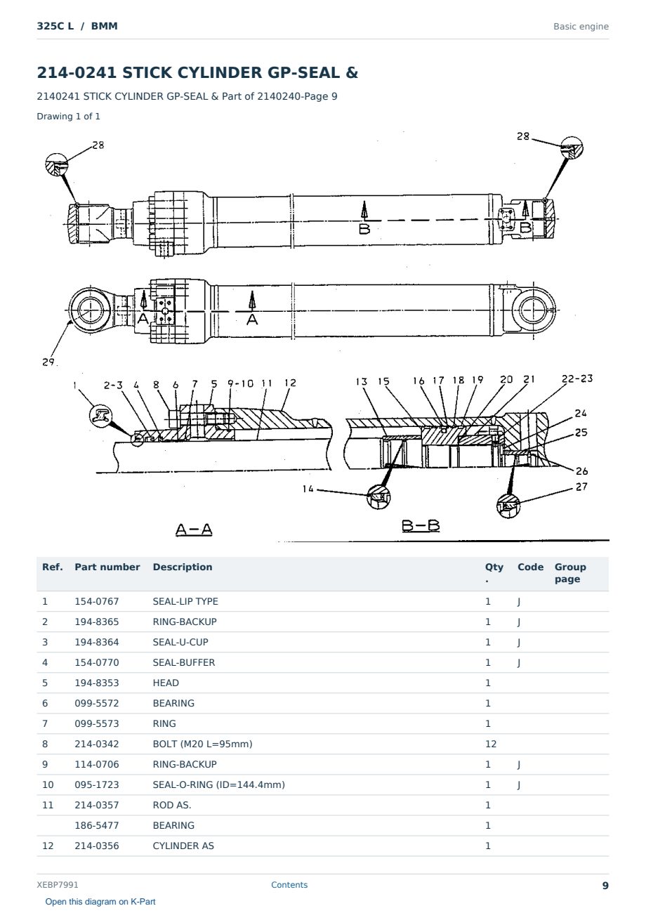 Caterpillar 325C L S/N BMM Partsbook XEBP7991 (English) - sample page 9 of 10 Caterpillar 325C L S/N BMM Partsbook XEBP7991 (English) - sample page 9 of 10