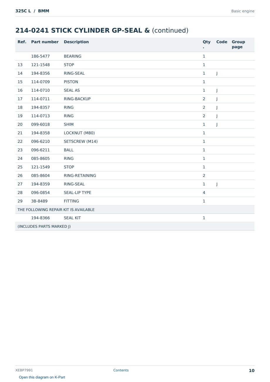 Caterpillar 325C L S/N BMM Partsbook XEBP7991 (English) - sample page 10 of 10 Caterpillar 325C L S/N BMM Partsbook XEBP7991 (English) - sample page 10 of 10