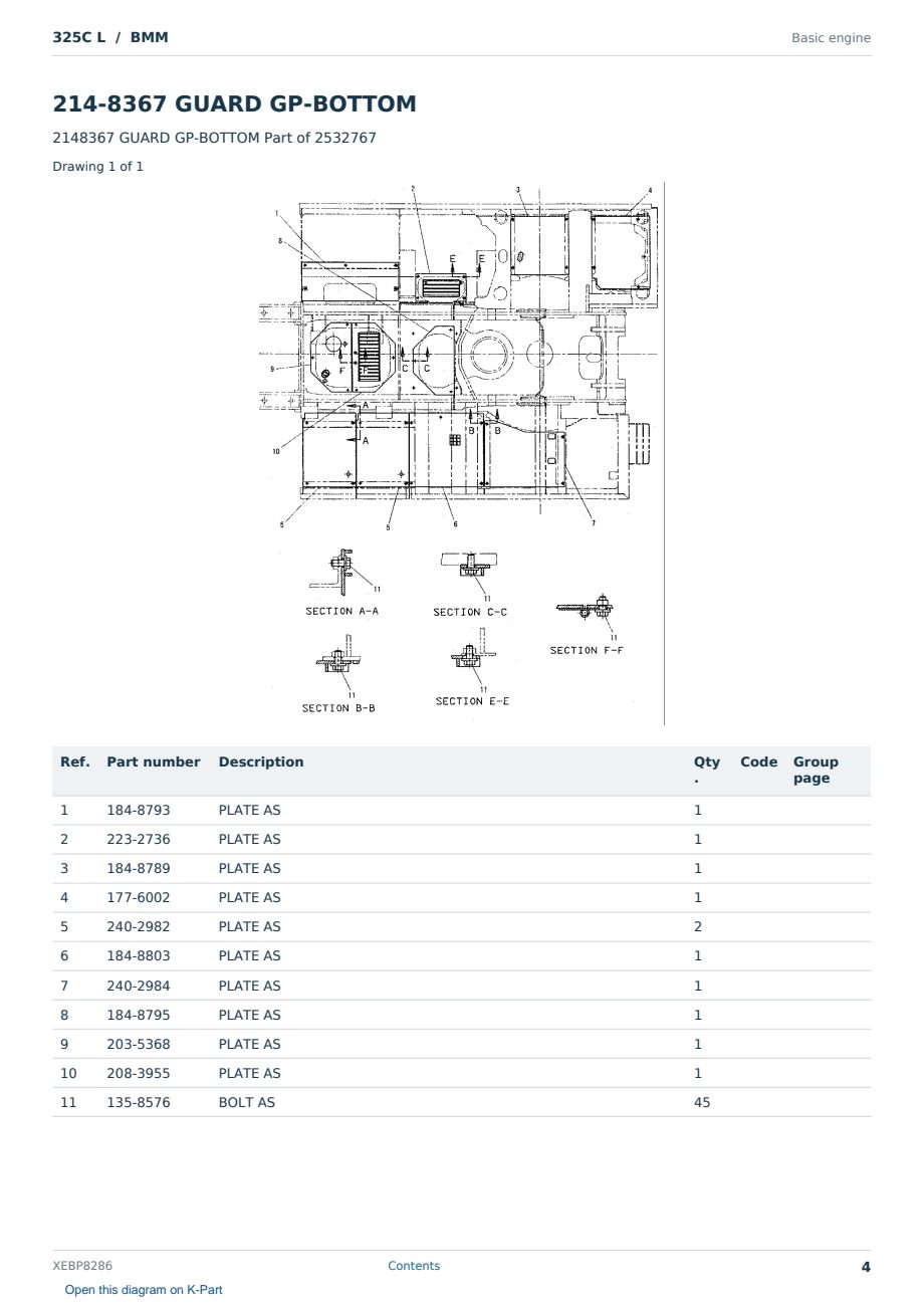 Caterpillar 325C L S/N BMM Partsbook XEBP8286 (English) - sample page 4 of 10 Caterpillar 325C L S/N BMM Partsbook XEBP8286 (English) - sample page 4 of 10