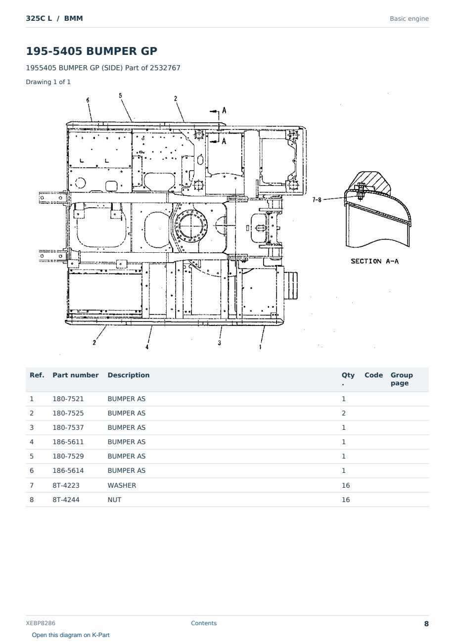Caterpillar 325C L S/N BMM Partsbook XEBP8286 (English) - sample page 8 of 10 Caterpillar 325C L S/N BMM Partsbook XEBP8286 (English) - sample page 8 of 10