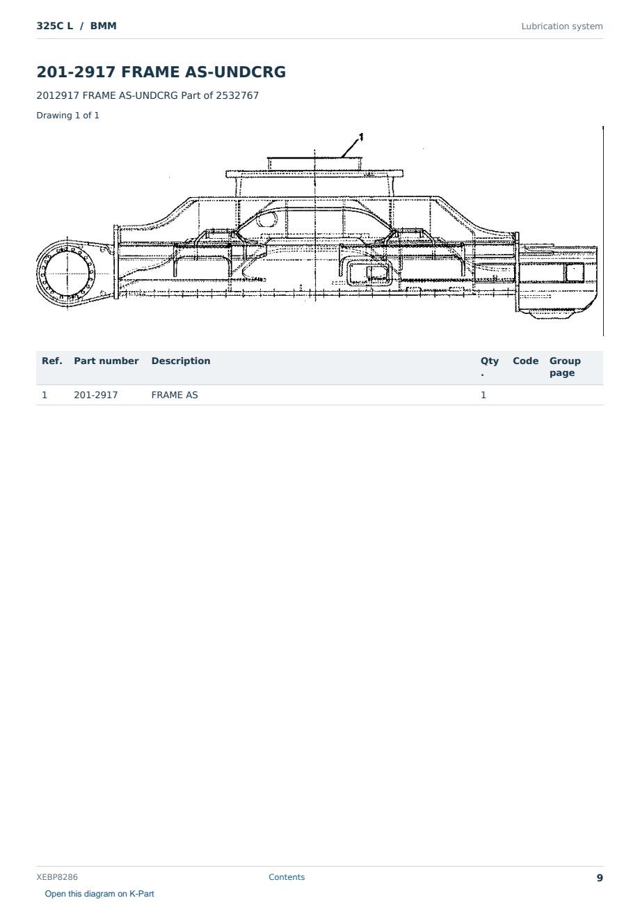 Caterpillar 325C L S/N BMM Partsbook XEBP8286 (English) - sample page 9 of 10 Caterpillar 325C L S/N BMM Partsbook XEBP8286 (English) - sample page 9 of 10