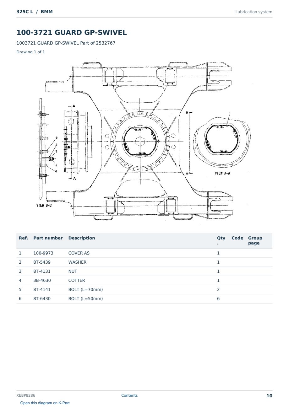 Caterpillar 325C L S/N BMM Partsbook XEBP8286 (English) - sample page 10 of 10 Caterpillar 325C L S/N BMM Partsbook XEBP8286 (English) - sample page 10 of 10