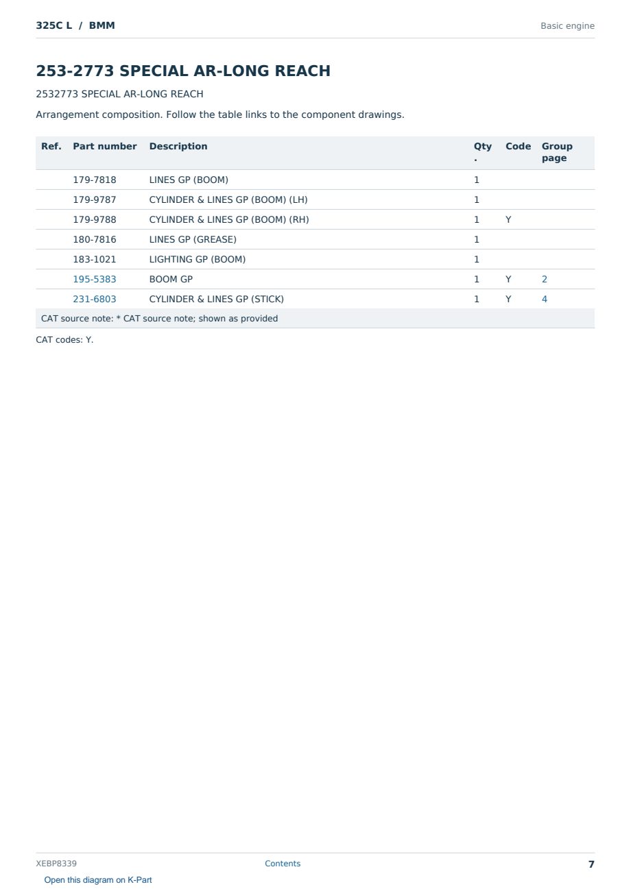 Caterpillar 325C L S/N BMM Partsbook XEBP8339 (English) - sample page 7 of 7 Caterpillar 325C L S/N BMM Partsbook XEBP8339 (English) - sample page 7 of 7