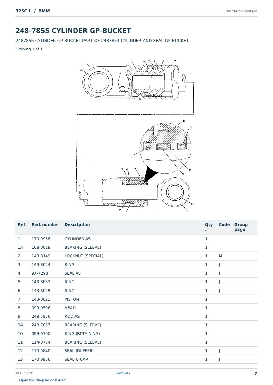 Caterpillar 325C L S/N BMM Partsbook XEBP8378 (English) - sample page 7 of 10 Caterpillar 325C L S/N BMM Partsbook XEBP8378 (English) - sample page 7 of 10