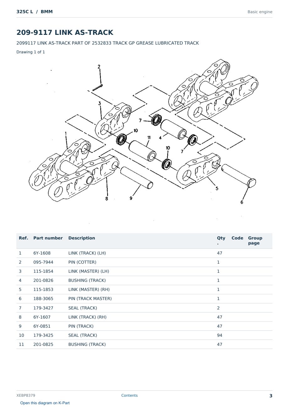 Caterpillar 325C L S/N BMM Partsbook XEBP8379 (English) - sample page 3 of 3 Caterpillar 325C L S/N BMM Partsbook XEBP8379 (English) - sample page 3 of 3