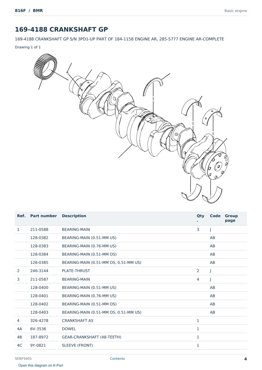 Caterpillar 816F S/N BMR Partsbook SEBP3405 (English) - sample page 4 of 10 Caterpillar 816F S/N BMR Partsbook SEBP3405 (English) - sample page 4 of 10