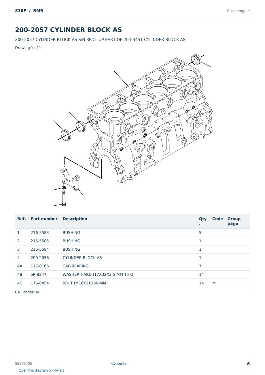 Caterpillar 816F S/N BMR Partsbook SEBP3405 (English) - sample page 6 of 10 Caterpillar 816F S/N BMR Partsbook SEBP3405 (English) - sample page 6 of 10