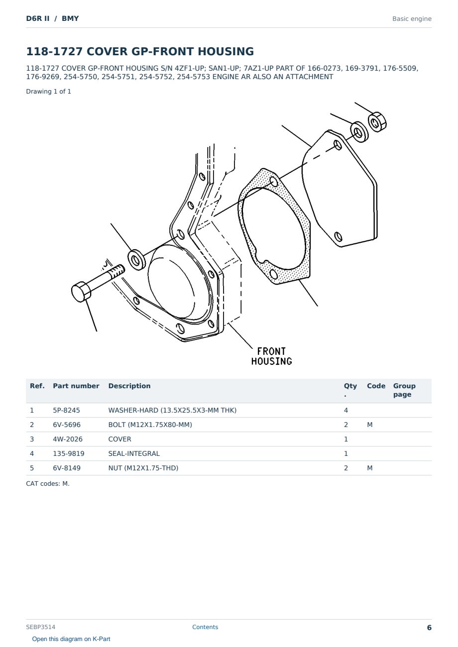 Caterpillar D6R II S/N BMY Partsbook SEBP3514 (English) - sample page 6 of 10 Caterpillar D6R II S/N BMY Partsbook SEBP3514 (English) - sample page 6 of 10