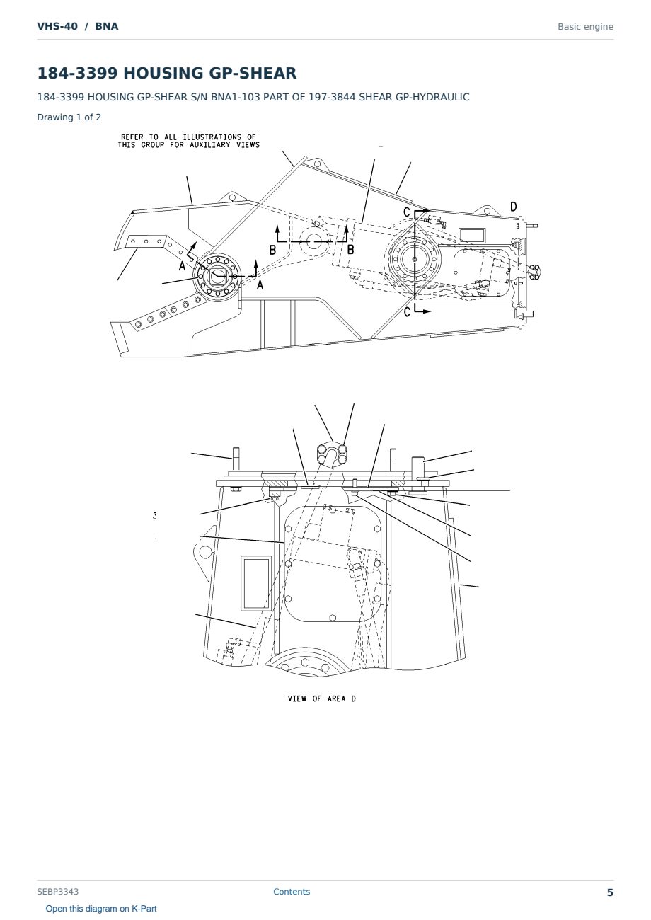 Caterpillar VHS-40 S/N BNA Partsbook SEBP3343 (English) - sample page 5 of 10 Caterpillar VHS-40 S/N BNA Partsbook SEBP3343 (English) - sample page 5 of 10