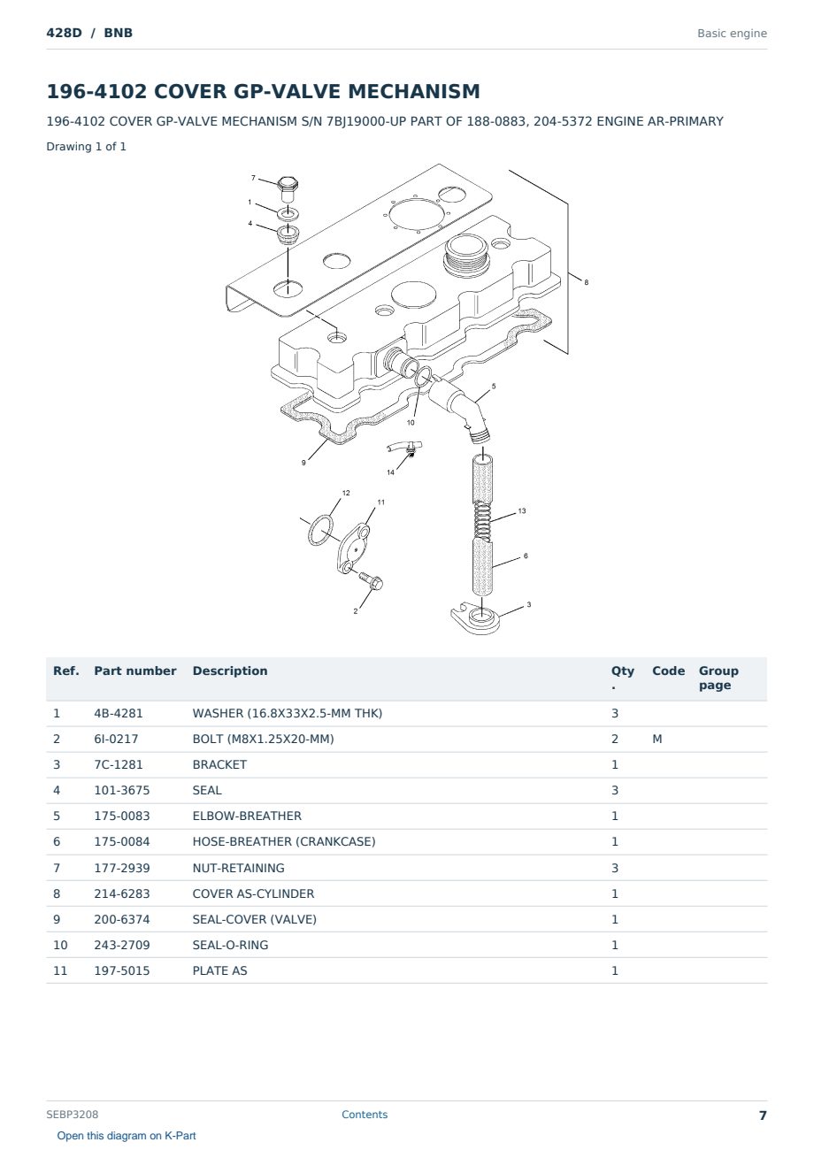 Caterpillar 428D S/N BNB Partsbook SEBP3208 (English) - sample page 7 of 10 Caterpillar 428D S/N BNB Partsbook SEBP3208 (English) - sample page 7 of 10