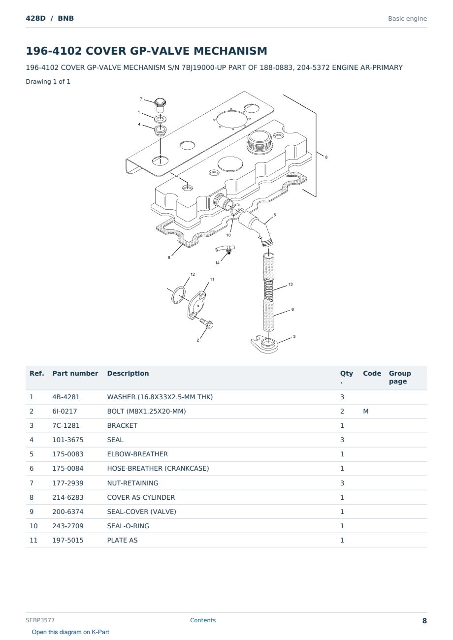 Caterpillar 428D S/N BNB Partsbook SEBP3577 (English) - sample page 8 of 10 Caterpillar 428D S/N BNB Partsbook SEBP3577 (English) - sample page 8 of 10