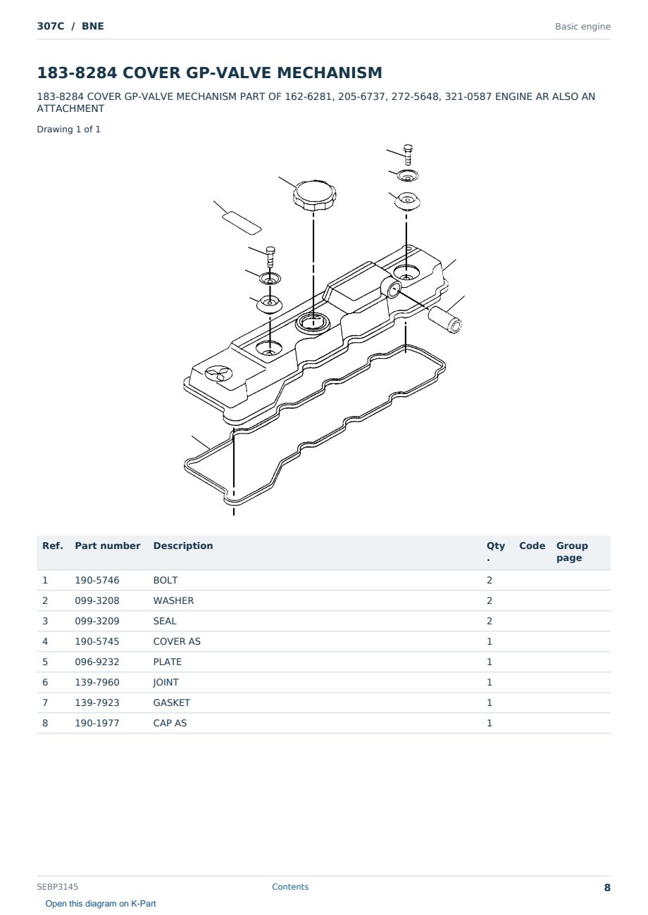 Caterpillar 307C S/N BNE Partsbook SEBP3145 (English) - sample page 8 of 10 Caterpillar 307C S/N BNE Partsbook SEBP3145 (English) - sample page 8 of 10