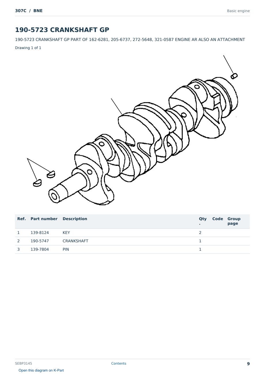 Caterpillar 307C S/N BNE Partsbook SEBP3145 (English) - sample page 9 of 10 Caterpillar 307C S/N BNE Partsbook SEBP3145 (English) - sample page 9 of 10