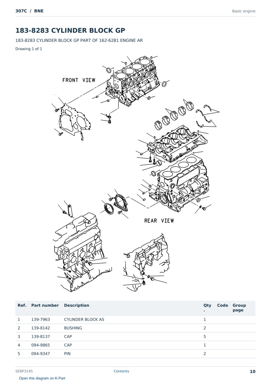 Caterpillar 307C S/N BNE Partsbook SEBP3145 (English) - sample page 10 of 10 Caterpillar 307C S/N BNE Partsbook SEBP3145 (English) - sample page 10 of 10