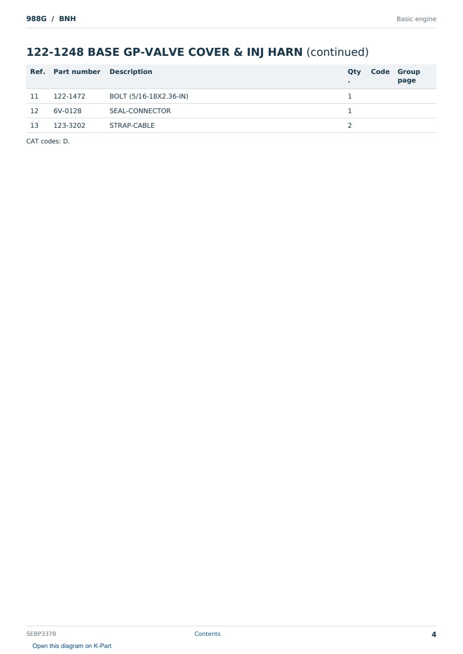 Caterpillar 988G S/N BNH Partsbook SEBP3378 (English) - sample page 4 of 10 Caterpillar 988G S/N BNH Partsbook SEBP3378 (English) - sample page 4 of 10
