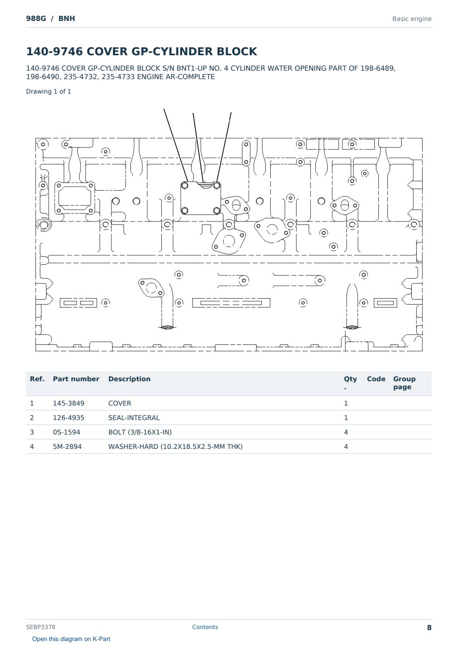 Caterpillar 988G S/N BNH Partsbook SEBP3378 (English) - sample page 8 of 10 Caterpillar 988G S/N BNH Partsbook SEBP3378 (English) - sample page 8 of 10