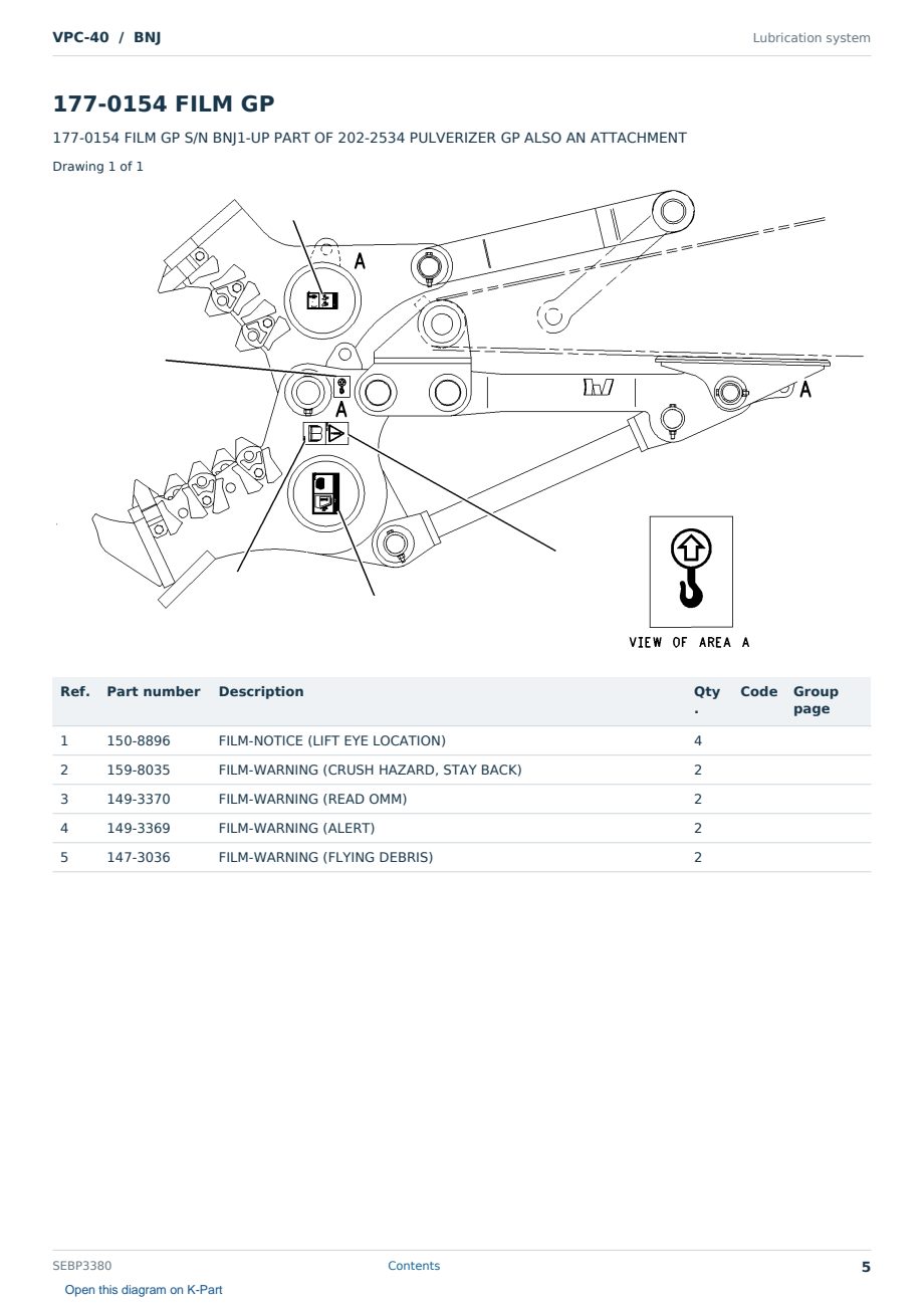 Caterpillar VPC-40 S/N BNJ Partsbook SEBP3380 (English) - sample page 5 of 10 Caterpillar VPC-40 S/N BNJ Partsbook SEBP3380 (English) - sample page 5 of 10
