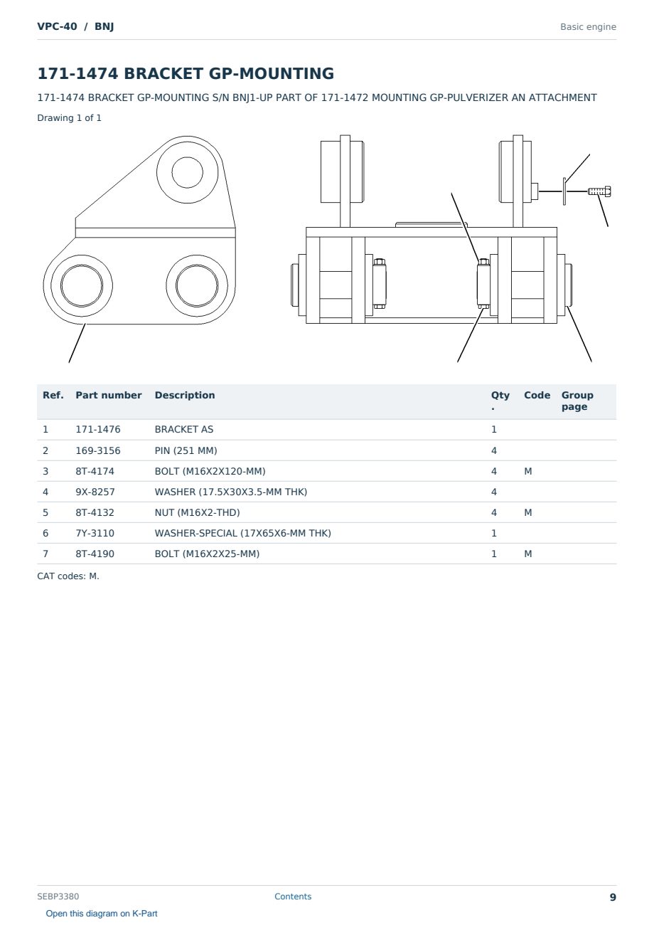 Caterpillar VPC-40 S/N BNJ Partsbook SEBP3380 (English) - sample page 9 of 10 Caterpillar VPC-40 S/N BNJ Partsbook SEBP3380 (English) - sample page 9 of 10