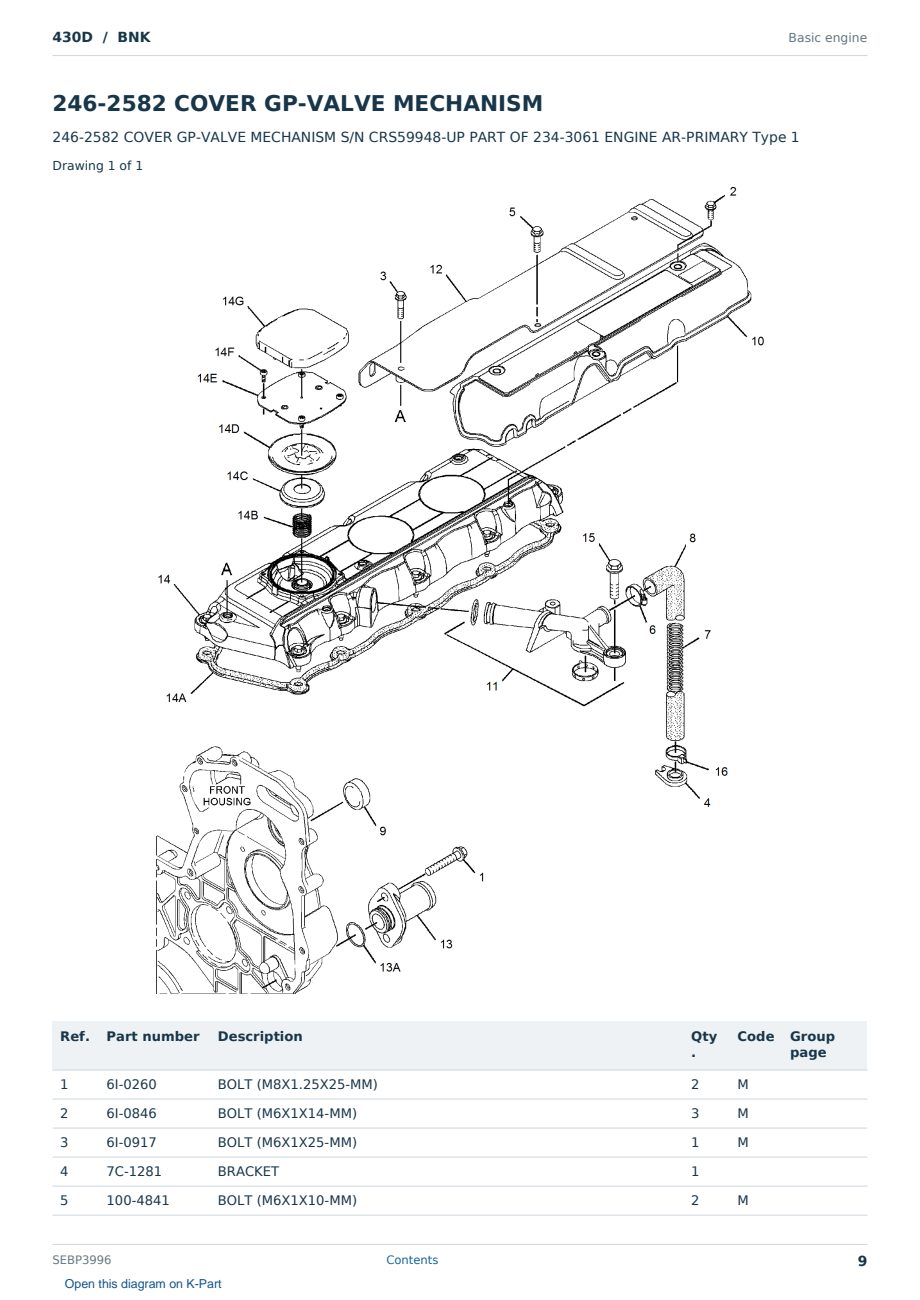 Caterpillar 430D S/N BNK Partsbook SEBP3996 (English) - sample page 9 of 10 Caterpillar 430D S/N BNK Partsbook SEBP3996 (English) - sample page 9 of 10