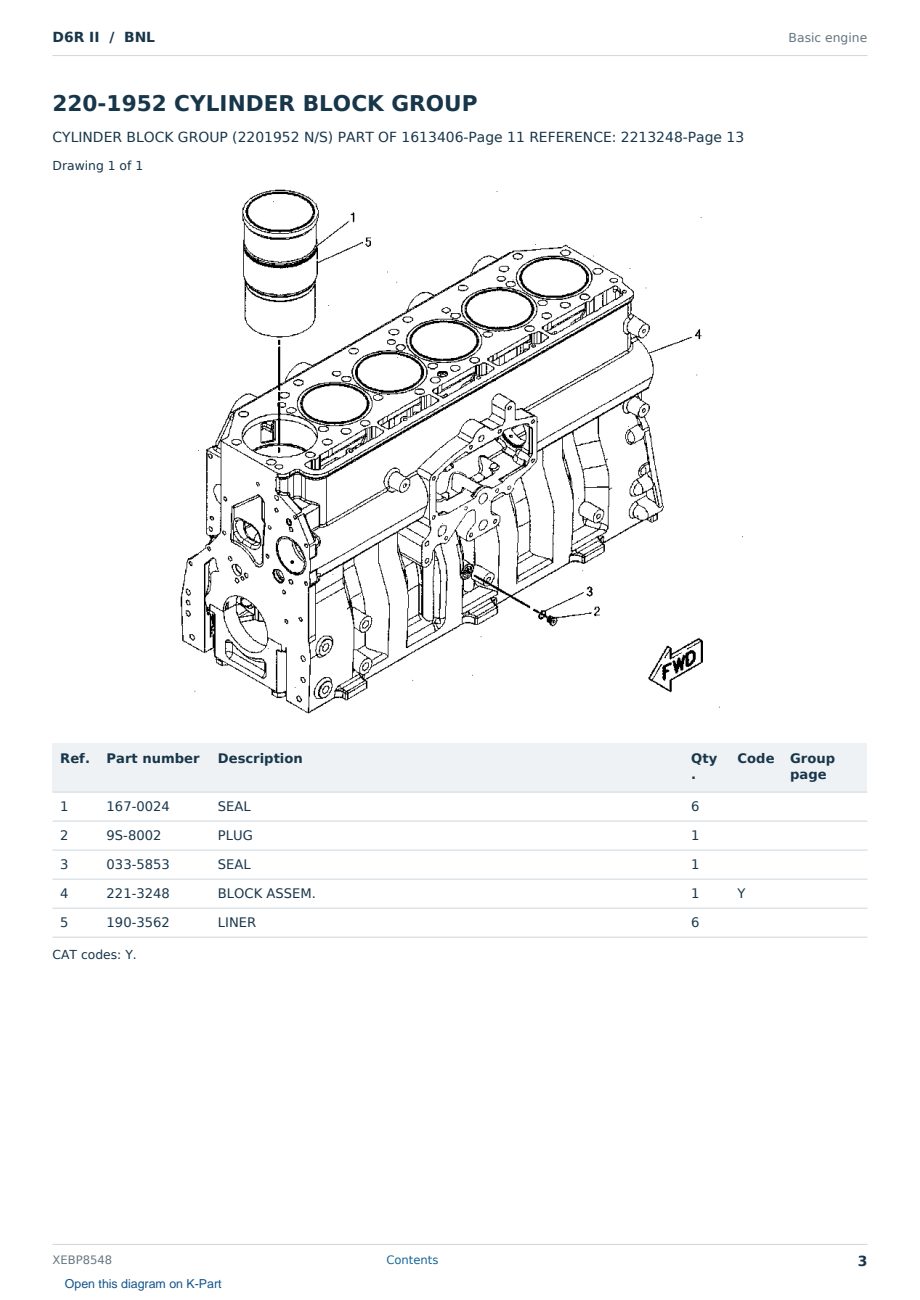 Caterpillar D6R II S/N BNL Partsbook XEBP8548 (English) - sample page 3 of 10 Caterpillar D6R II S/N BNL Partsbook XEBP8548 (English) - sample page 3 of 10