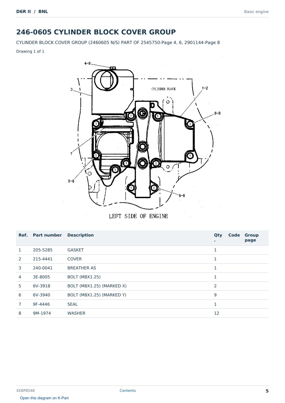 Caterpillar D6R II S/N BNL Partsbook XEBP8548 (English) - sample page 5 of 10 Caterpillar D6R II S/N BNL Partsbook XEBP8548 (English) - sample page 5 of 10