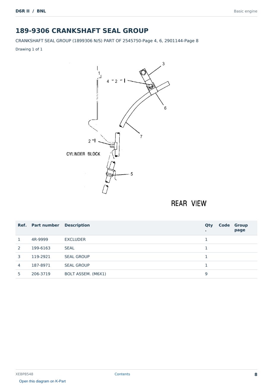 Caterpillar D6R II S/N BNL Partsbook XEBP8548 (English) - sample page 8 of 10 Caterpillar D6R II S/N BNL Partsbook XEBP8548 (English) - sample page 8 of 10